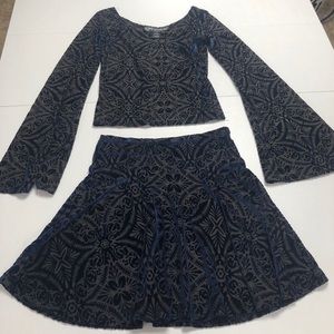 warrior within designs velvet skirt and top set